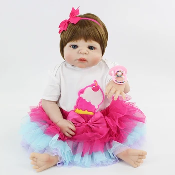 55cm Pilna Silikona Ķermeņa Baby-Atdzimis Lelle, Rotaļlietas, Jaundzimušo Princesi Toddler Bērniem Meitene Bonecas Mazulis Pelde Rotaļlietu Modes Dzimšanas dienas Dāvana