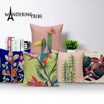 Botāniskais spilvens veļa spilveni mājas dīvāns dekoru krāsains Pasūtījuma spilvena segums kaktuss coussin āra spilveni Dropshipping