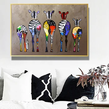 Zebra Audekls Mākslas Gleznas pie Sienas, Krāsains Dzīvniekiem Mākslas Izdrukas Āfrikas Dzīvniekiem, Mākslas Attēlus, kas Dzīvo RoomCanvas Krāsošana