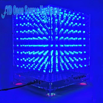 1set 8x8x8 3D LED LightSquared DIY Komplektu, White LED Zils/Zaļš/Rozā Ray 3mm LED Cube Elektronisko Suite 5V strāvas piegāde