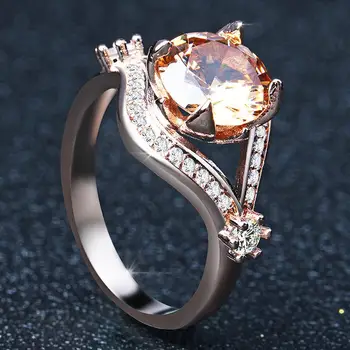 14k Rose Gold Diamond Ring Sievietēm Ametrine Bizuteria zelta dimanta anillos mujer Dārgakmens Rotaslietas bijoux femm Dimanta 14k Gredzens