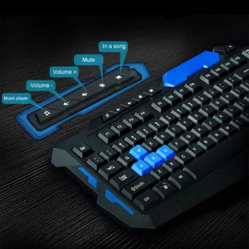 Wireless 2.4 Ghz Gaming Keyboard + Mouse Combo Ūdensizturīgs Optiskā USB Multivides Mehāniskās Uzstādīt UY8