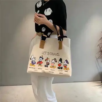 Disney dāma canves soma Mickey mouse pleca soma sieviešu canves somā meitene soma, dāmu modes iepirkumu grozs
