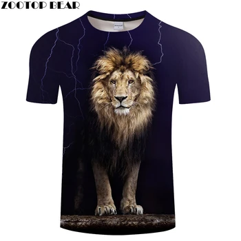 Lauva 3D Dzīvnieku tshirts Vīriešu t krekls Gadījuma t-krekls Smieklīgi Tee Vasaras Tops ar Īsām Piedurknēm Camiseta Streatwear 2018 DropShip ZOOTOPBEAR
