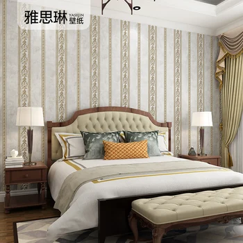 Augstas kvalitātes 3D Eiropas stila svītrainais tapešu vertikālā neaustu Amerikāņu guļamistaba, dzīvojamā istaba fona tapetes luksusa