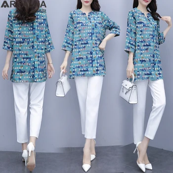 Blusas mujer de moda 2020. gada Vasaras Šifona Polka Dot Lielgabarīta garš Krekls korejas Blūze Sievietēm, Topi femmes blūzes Plus Izmērs L-5XL