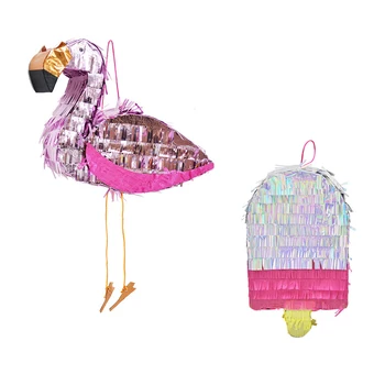 1pc Pinata Flamingo Alumīnija Folijas Fiesta Puse Daudzkrāsains Spēle Aksesuārus Konfektes Pārspēt Rotaļlietas, Dzīvnieku Aksesuāri par Karnevāla Svinības