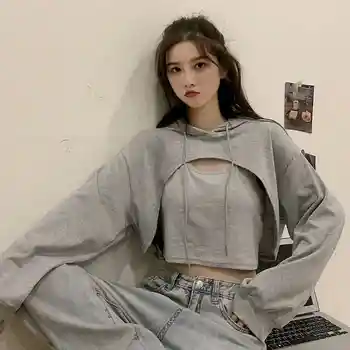 Streetwear Tshirt Sieviešu Apģērbu T Krekls Neto Slavenību Sexy Kostīms Ir 2021. Jaunu Ins korejiešu Stilā Zaudēt Slinks Stilu Visas spēles Kapuci