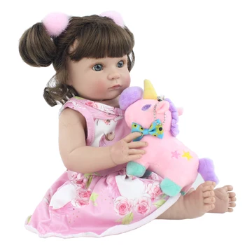 40cm Pilna Ķermeņa Mīksta Silikona Atdzimis Bērnu Lelle Rotaļlietu Meitenei Roku darbs Vinila Mini Unicorn Kleita Jaundzimušajiem Lelle Bērnam Pelde Rotaļlietas