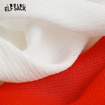 ELFSACK Balta Cieta viela Vienu Krūtīm Gadījuma Midi Kleita Sievietēm 2020. Gada Pavasarī Sarkanā Tīra Vintage Pusi Loku Piedurknēm Sieviešu Ikdienas Kleitas