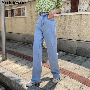 Džinsi sieviete Harēma Sievietēm Zaudēt Vintage plaša kāju BlueWomen ir Džinsu Bikses ar Augstu Vidukli Jean Sieviešu Draugs Džinsa Plus lieluma