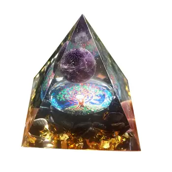 Orgonite Piramīdas 60mm Ametista Kristāla Lode Ar Obsidian Dabas Cristal Akmens Orgone Enerģētika Dziedināšanas Reiki Čakra Reizinātājs