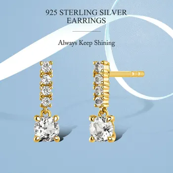 2020 Jaunu Nekustamā 925 Sterling Sudraba 18K Zelta Pārklājumu Smalkas Rotaslietas Sievietēm Kristāla CZ Luksusa auskariem