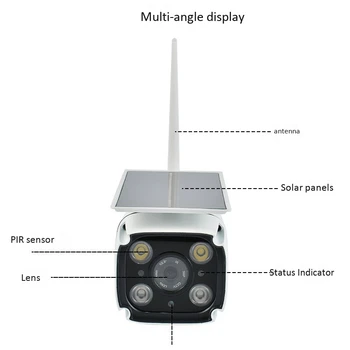 Saules Novērošanas Kamera Bezvadu WiFi Āra Ūdensizturīgs Kameras Tālvadības pulti, Kustības detektors 1080P HD