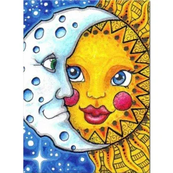 Karikatūra Daimond Krāsošana Saule, Mēness Pilnu Kvadrātveida 5d Diy Dimanta Izšuvumi Abstraktās Mākslas Cross-stitch Rhinestone Mājas Dekoru, Dāvanu A45