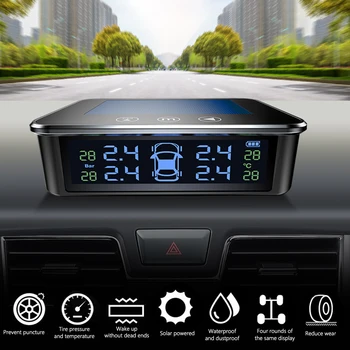 PAR-11 Saules Auto TPMS Balss Trauksmes Touch Switch Auto Riepu Spiediena kontroles Riepu Temperatūras Brīdinājuma Sistēma