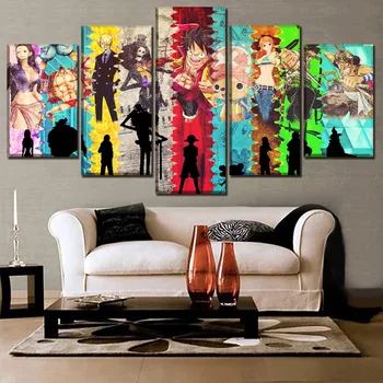 Sienas Mākslas Abstraktās Glezniecības Audekls Drukāt Attēlu, Mājas Dekoru Rāmis, 5 Gab Mākslas Anime Viens Gabals Rakstura Guļamistaba Plakāts