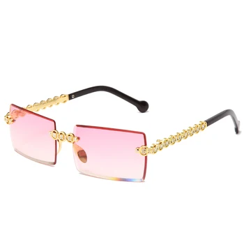 Jauno Modes bez apmales Dimanta Saulesbrilles Luksusa Zīmolu Dizaina Sievietes Nelielu Kvadrātveida Metāla, Saules brilles UV400 Toņos Brilles