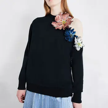XITAO Ziedu Salikuma Ikdienas Krekls Sievietēm Moderns Modes Jaunu Stilu O sakas ar garām Piedurknēm Pie Pleca Pulovers ZY3626