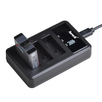 1680mAh AHDBT-501 akumulatoru Gopro Hero 7 Black Varonis 6 Hero 5 atpakaļ akumulatoru GoPro Hero7 6 5 Kameras+LED 3slots USB Lādētāja