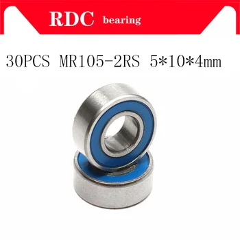 30PCS ABEC-5 MR105-2RS MR105 2RS MR105 RS MR105RS 5x10x4 mm Blue gumijas noslēgtā miniatūras Augstas kvalitātes deep groove lodīšu gultņiem