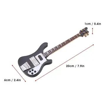20cm Melns Mini Ģitāra, Bass Miniatūra ar Statīvu un Gadījumā, Instrumentu, Rotas, Dāvanu Home House Mūzikas Apdare