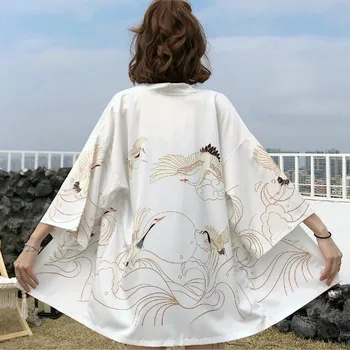 Vasarā Jaunu Japāņu Stila Kimono Mujer Celtni, Saules Aizsardzības Apģērbs Vaļīgs Krekls Kimono Jaka Jaka Yukata Samurai Haori