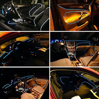 Skaņas Aktīvo RGB LED Auto salona Apgaismojuma Multicolor EL Neona Sloksnes Gaismas, Bluetooth Telefona Kontroles Atmosfēru Gaisma 12V
