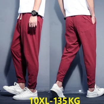 Vasaras Vīriešiem zīmuli bikses japānas stila Harlan bikses plus lieluma liels 8XL 9XL 10XL vīriešu bikses, zaļš, sarkans, tumši zils ādas elastību bikses plānas