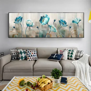 Blue Ziedi Abstraktā Audekls Gleznas, Puķes Quadro Plakātu Izdrukas Cuadros Sienas Art Attēlus Dzīvojamā Istaba Mājas Apdare
