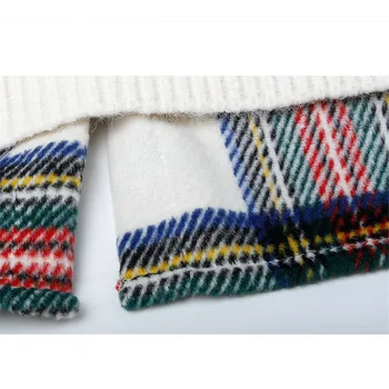 Vintage Sieviešu Raibs Džemperis Pleds Džemperi, Topi 2020 Rudens Ziemas Garām Piedurknēm Zaudēt Korejas Sieviešu Trikotāžas Džemperis Gadījuma
