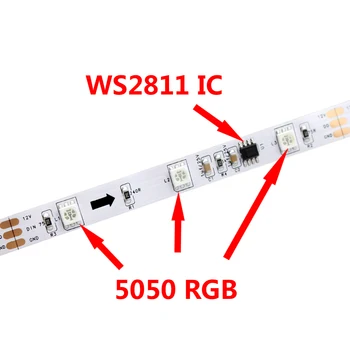 30 60 led/m ws2811 12v led strip gaismas 5m Ws2811 kontroles 5050 Rgb Adrese Led Lentes Ūdensizturīgs IP20 IP65 IP67 Pilnu Krāsu