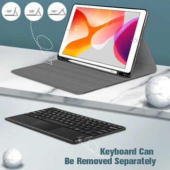 Mīksto TPU Keyboard Case for iPad 8. Paaudzes ar Zīmuļa Turētāju Skārienpaliktņa Bluetooth Tastatūru, Lietu Vāku iPad 10.2 2020