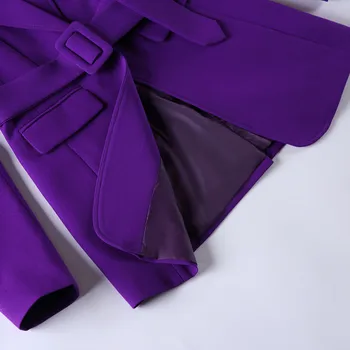 Purpura Jostu Sievietes Ziemas Tērps Slim Temperaments garām Piedurknēm Žakete un Bikses Biroja Dāmas Modes Biznesa Darbam Valkā