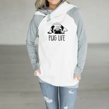Jauno Modes Gadījuma Mopsis Dzīves Burtiem Drukāt Kapuci sporta Krekli sieviešu kokvilnas grafiskais suns mīļāko gudrs kawaii puloveri tumblr mākslas augšu