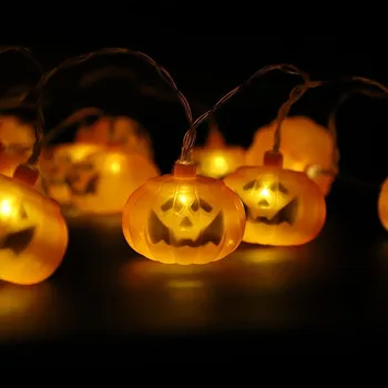 Halovīni Ķirbju Jack-O-Laternas Orange LED String Gaismas Festivāla Mājas Prop Dekori Halloween Puse Apdare Jack Laternu