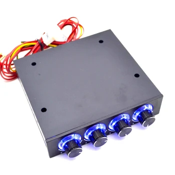 STW-6002 4 Kanālu Ātrumu Ventilatora regulators ar Zilu LED GDT Kontrolieris un CPU, HDD, VGA