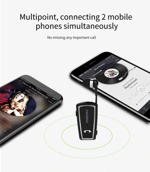 Fineblue F-V3 Mini Bezvadu uzņēmējdarbības Bluetooth Austiņas Sports Vadītāja Austiņas Teleskopiskie Klipu par stereo earbuds ar Mic