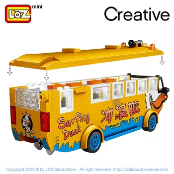 LOZ Mini Bloki Sērfot Pīļu Desanta Autobusu Pīle Laivu, Ceļojuma Automašīnas Modelis Izglītojošas Rotaļlietas Bērniem Mini Ķieģeļi Dāvanas DIY
