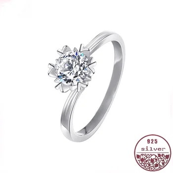 Savīti roku vienu dimanta sniegpārslas karātu sieviešu gredzenu imitācijas ziedu formas vainagu rādītājpirkstu dimanta kāzu smaragds gredzenu
