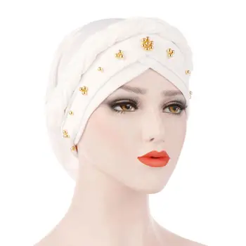 1PC Piena Zīda Musulmaņu Hijab Sieviešu Krelles Pīt Ietīšanas procedūrām Turban, Cepure, Matu Kopšanas Islāma Jersey Lakatiņu Chemo Klp Vadītājs Wrap