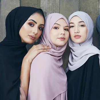 170*75cm musulmaņu hijab cietā šifona lakatu sievietēm Islāma foulard hijab femme instant šalle arābu wrap galvu lakati turban
