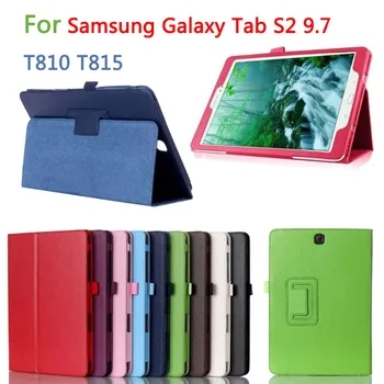 Luksusa PU Ādas Stand Case Cover For Samsung Galaxy Tab S2 9.7 collu T810 T813 T815 T819 SM-T810 SM-T813 SM-T815 Planšetdatoru