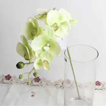 4GAB Mākslīgā Tauriņš baltā Orhideja, ziedu Zīda+Plastmasas Kožu Phalaenopsis Kāzu Home DIY Apdare Viltus Ziedi