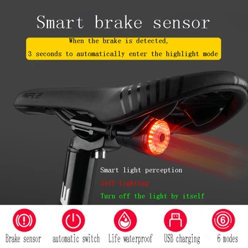 Velosipēds Smart bremžu gaismas sensors Velosipēdu Smart Gaismas Sensoru Signālu Gaismas, Bremžu Asti USB echargeable Par MTB (kalnu divriteņu) Ceļu Velosipēds