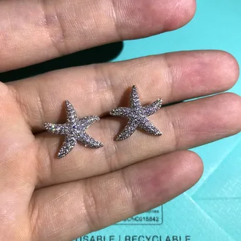Jaunu Zelta krāsā Kubikmetru zircon CZ mikro bruģēts Anti-alerģiski, jūras zvaigzne zvaigzne pērļu auskariem modes rotaslietas piederumu