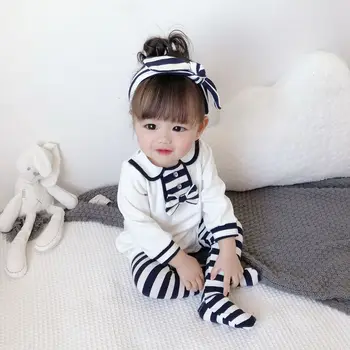 Bērnu Meiteņu Drēbes Priekšgala Mezgls Rudens Toddler Meiteņu Drēbes, Uzstādīt Romper+ Bikses+Galvas 3pcs Jaundzimušo Bērnu Apģērbu Komplekts Meitene (Dungriņi)