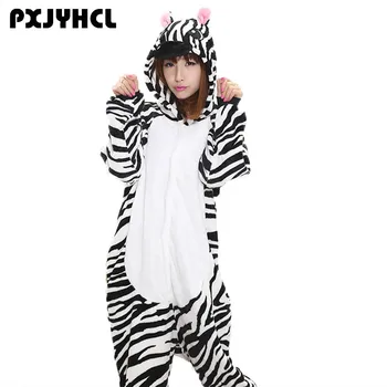 Anime Kigurumi Zebra Onesie Pieaugušām Sievietēm Sleepwear Kostīmu Dzīvnieku Bat Flaneļa Pidžamas Ziemā Silts Zaudēt Mīksto Cosplay Pyjama