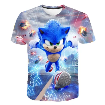 2020. gada Vasaras Bērnu Zēnu Drēbes Sonic T-krekls Karikatūra Sonic ezis t krekls Meitenēm Streetwear Bērnu drēbītes Bērniem, Topi O-veida Kakla