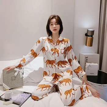 Radīšanas 101 ledus zīda pidžamas sieviešu garām piedurknēm plānas zīda vienkāršs un moderns divdaļīgs kostīms dāmām mājās pakalpojums